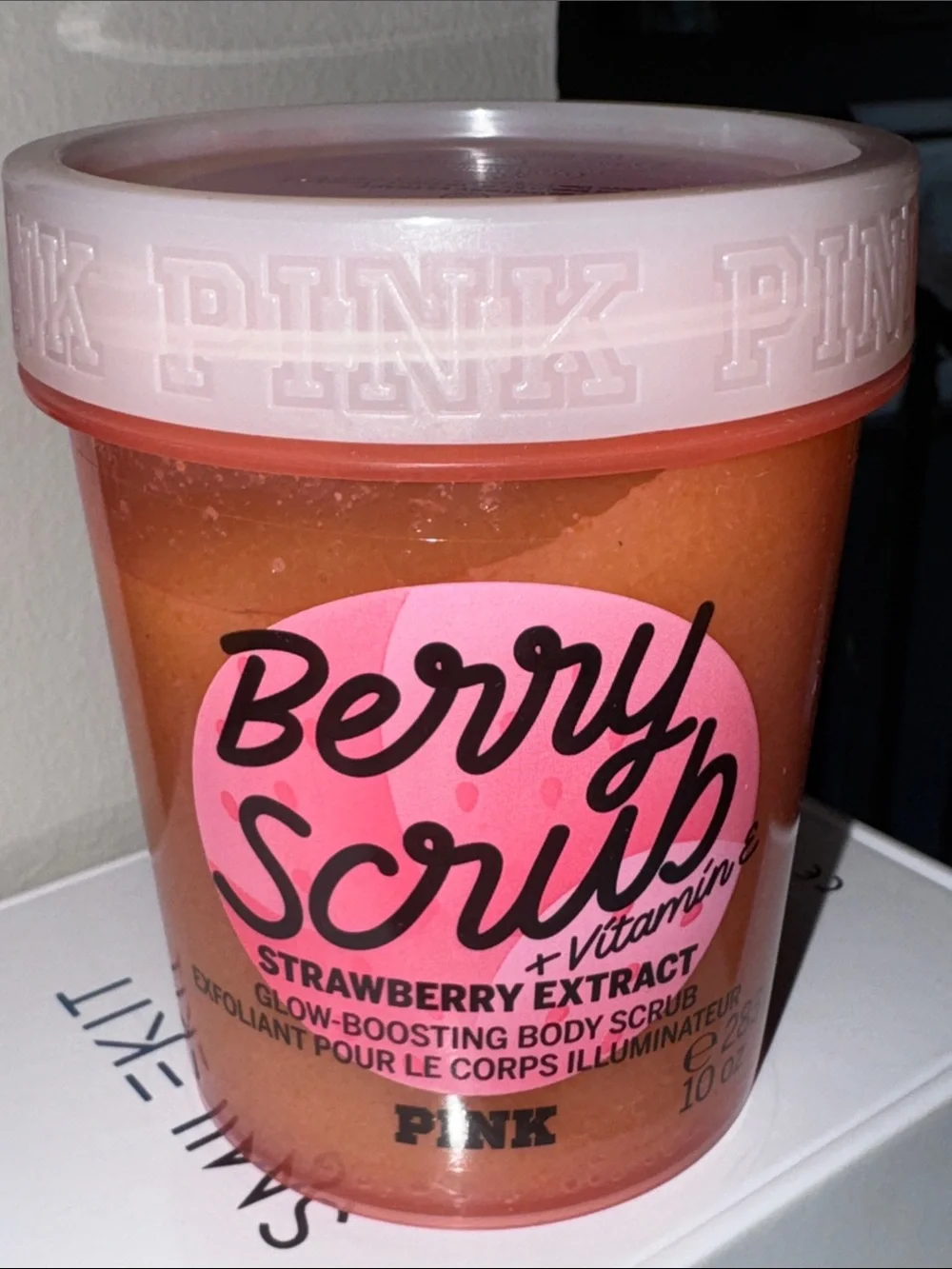 PINK Victoria's Secret Berry Scrub Strawberry Extract Body Scrub - Pink